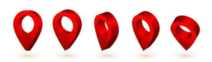 3d carta geografica puntatore. rosso navigatore simbolo isolato su bianca sfondo. vettore illustrazione