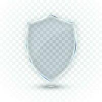 trasparente bicchiere scudo. bicchiere distintivo icona. protezione scudo concetto. vettore illustrazione