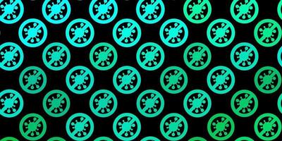 sfondo vettoriale verde scuro con simboli di virus.
