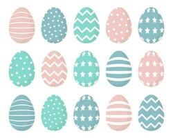 Pasqua uova con un ornamento su un' bianca sfondo, un' impostato di icone. colorato Pasqua uova, vettore