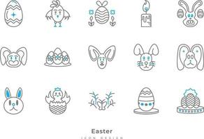 Pasqua elemento icona impostare. contiene uova, pulcino, coniglietto, e Di Più vettore