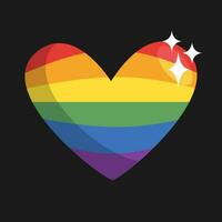 lgbt orgoglio cuore. arcobaleno bandiera amore simbolo. diversità e libertà. piatto stile vettore icona con ombre e scintille.