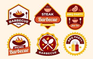 set di badge per barbecue da picnic vettore