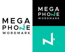un' logo per mega Telefono marchio di parole vettore