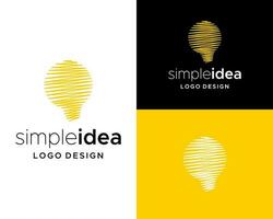 semplice idea logo design con un' giallo leggero lampadina vettore