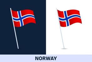 bandiera del vettore della Norvegia. sventolando la bandiera nazionale dell'italia isolato su sfondo bianco e scuro. colori ufficiali e proporzione della bandiera. illustrazione vettoriale.