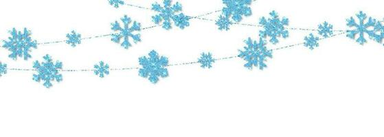 Natale o nuovo anno blu decorazione su bianca sfondo. sospeso luccichio fiocco di neve. vettore illustrazione
