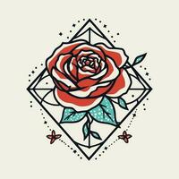 Rose fiore disegnato a mano logo design illustrazione vettore