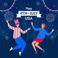 celebra il giorno dell'indipendenza americana con fuochi d'artificio vettore