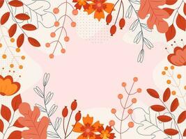 pastello rosa sfondo decorato con fiori, bacca rami e le foglie. vettore