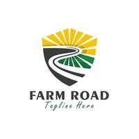 azienda agricola strada scudo illustrazione logo design vettore