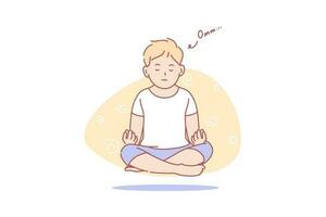 bambino, levitazione, yoga, meditazione, Salute, concetto vettore