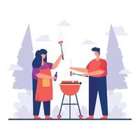 illustrazione di picnic barbecue vettore