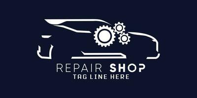 settore automobilistico riparazione e auto riparazione logo con creativo auto forma e Ingranaggio design vettore