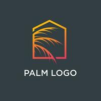 palma albero logo design ilustration con Casa concetto vettore