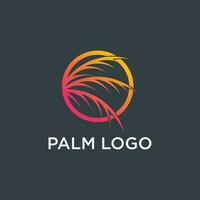 palma albero logo design modello con cerchio elemento vettore