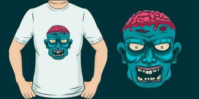 arrabbiato zombie, cranio e zombie maglietta design. vettore