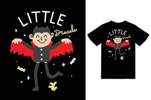 carino dracula illustrazione con maglietta design premio vettore