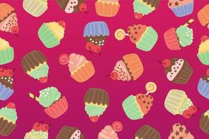 sfondo di delizioso cupcakes. dolce vettore illustrazione design.