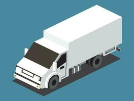 isometrico carico camion. commerciale trasporto. la logistica. 3d città oggetto per infografica. vettore