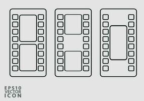 cinema pellicola rotolo su bianca sfondo. vuoto negativo film. 35 millimetri film diapositiva telaio. cinema o foto cornici. lungo, retrò film striscia telaio. vettore illustrazione