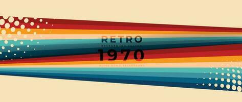 astratto retrò 70s sfondo vettore. colorato Vintage ▾ 1970 elegante sfondo con linee, strisce, cerchio forme. illustrazione design adatto per manifesto, striscione, decorativo, parete arte. vettore