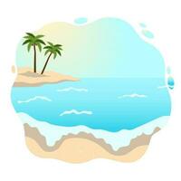 tropicale isola con palma alberi nel il oceano. estate vacanza paesaggio, mare vettore