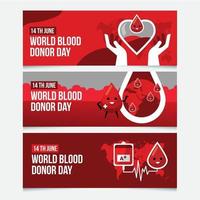 raccolta di banner per la donazione di sangue mondiale vettore