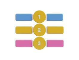 tre colorato pulsanti con il numero di 1, 2 e 3 su loro vettore