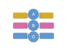 tre colorato pulsanti con il numero di un, B e c su loro vettore