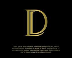 vettore iniziali alfabeto logo icona ld. semplice lusso elegante logo per attività commerciale. oro splendente font logo