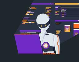 ai codifica assistente robot programmazione paio codice refactoring generazione e debug vettore illustrazione concetto