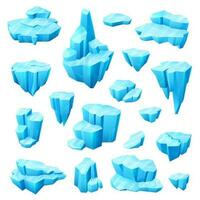 ghiaccio cristallo, ghiacciaio e iceberg cartone animato impostato vettore