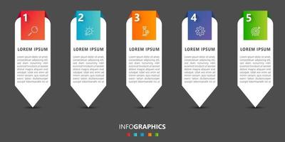 vettore del modello di progettazione infografica aziendale con icone e 5 opzioni o passaggi