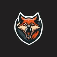 arrabbiato Volpe testa portafortuna esport logo vettore