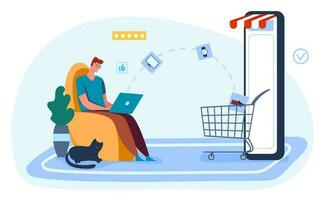 shopping in linea remoto a partire dal casa, Internet marketing vettore