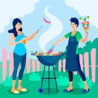 disegno dell'illustrazione del barbecue di attività all'aperto vettore