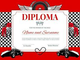 certificato, auto gare e velocità vincitore diploma vettore