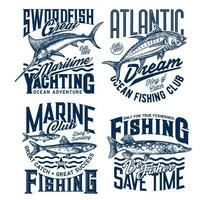 yachting e marino pesca club maglietta stampe vettore