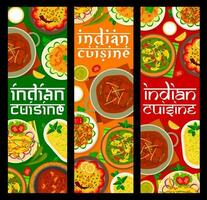 indiano cucina pasti e piatti vettore banner