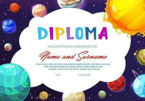 formazione scolastica scuola diploma con solare sistema pianeti vettore