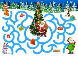 bambini labirinto con Natale cartone animato personaggi vettore