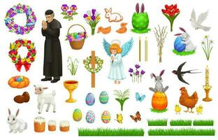 Pasqua vacanza vettore personaggi e simboli