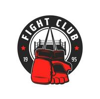 combattimento club icona, guanti e squillare di combattente sport vettore