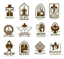 cristiano Chiesa parrocchia o Comunità vettore icone