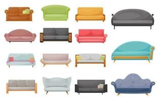 moderno divano, classico o retrò divano cartone animato vettore