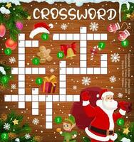 Natale cruciverba attraversare puzzle con babbo natale, elfo vettore