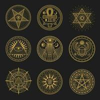 occulto segni, occultismo, alchimia astrologia simboli vettore