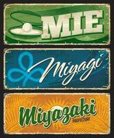Miyagi, Miyazaki, mie Giappone prefettura lattina piatti vettore