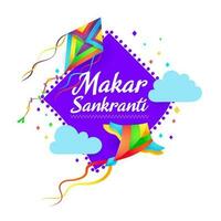 makar sankranti indiano Festival aquiloni e nuvole vettore